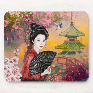 Japanese Scene With A Woman Mouse Pad
