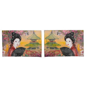 Japanese Scene With A Woman Pillowcase