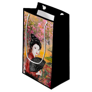 Japanese Scene With A Woman Small Gift Bag