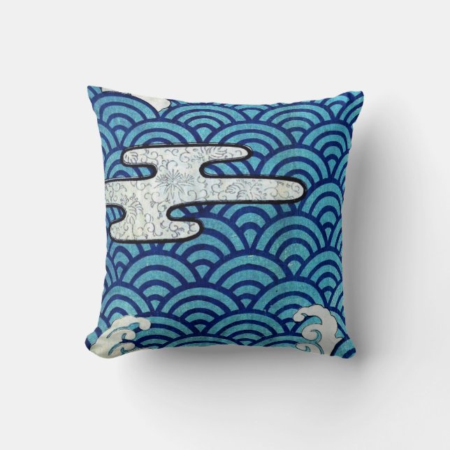 Japanese Sea and Clouds Cushion (Front)