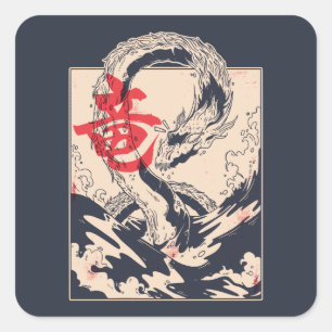 Japanese Sea Dragon Square Sticker