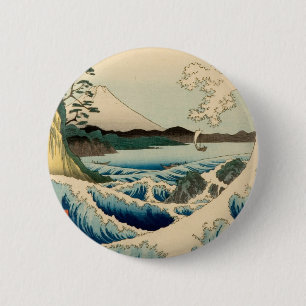 Japanese Sea of Satta Hiroshige Art 6 Cm Round Badge