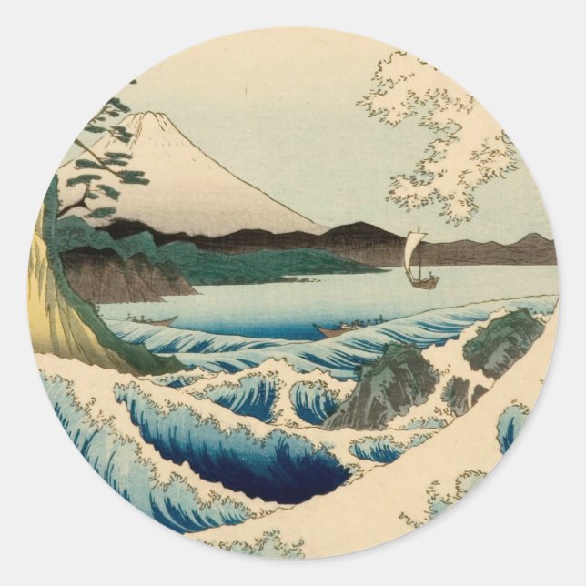 Japanese Sea of Satta Hiroshige Art  Classic Round Sticker (Front)