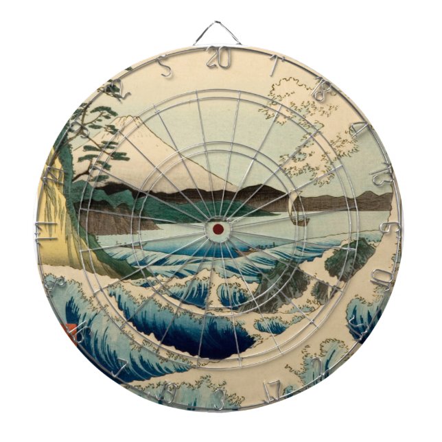 Japanese Sea of Satta Hiroshige Art  Dartboard (Front)