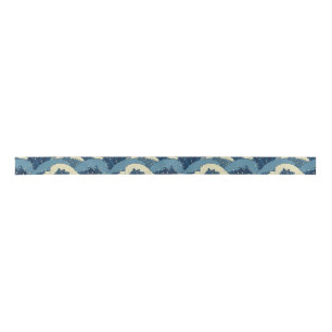 Japanese sea waves pattern satin ribbon