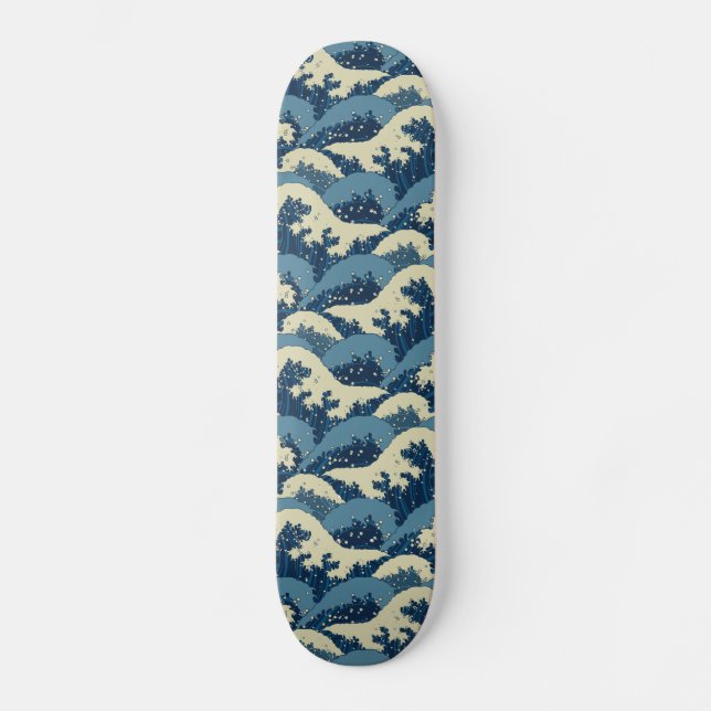 Japanese sea waves pattern skateboard (Front)