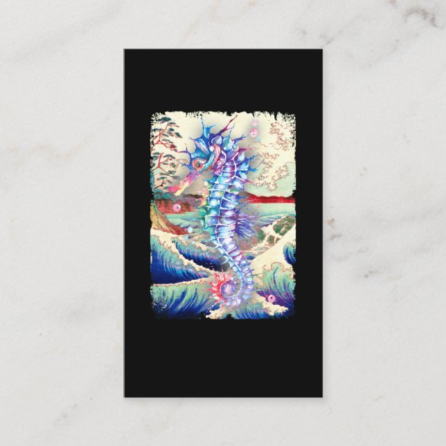 Japanese Seahorse Colourful Sea Horse Nature Art Business Card (Front)