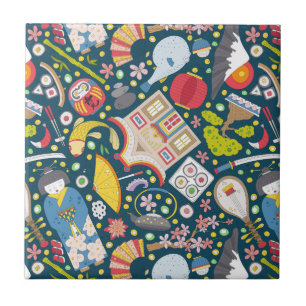 Japanese Seamless Pattern Ceramic Tile