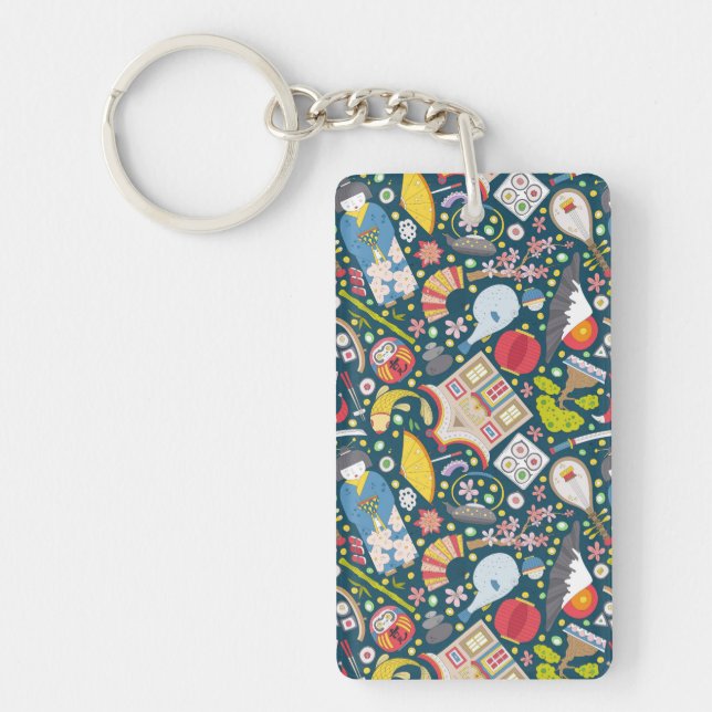 Japanese Seamless Pattern Key Ring (Front)