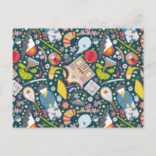 Japanese Seamless Pattern Postcard