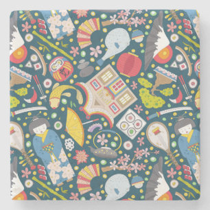 Japanese Seamless Pattern Stone Coaster