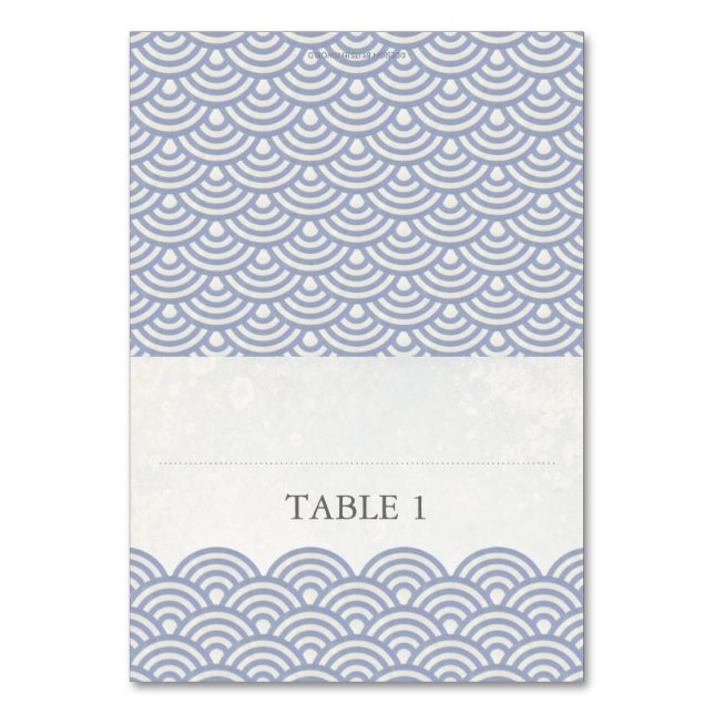 Japanese Seigaiha Foldable Place Card Setting (Front)