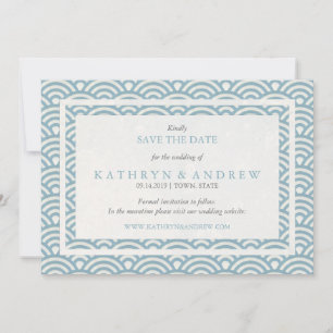 Japanese Seigaiha Save The Date Without Photo