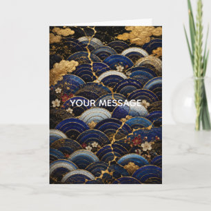 Japanese Seigaiha Wave Kintsugi Art Personalized C Card