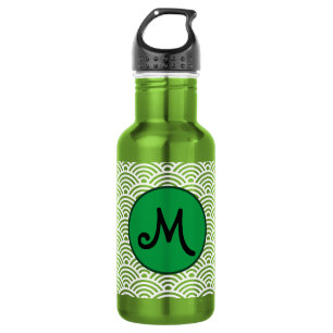 Japanese Seigaiha Wave Pattern with Monogram 532 Ml Water Bottle