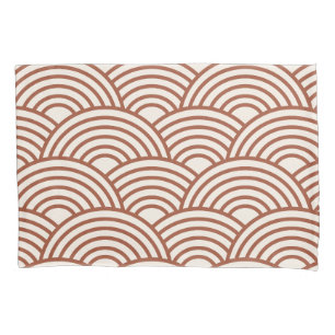 Japanese Seigaiha Wave Rust Terracotta Pillowcase