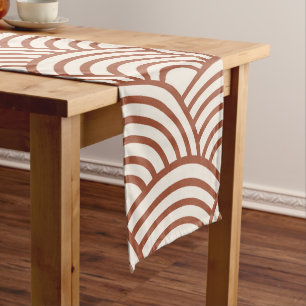 Japanese Seigaiha Wave Rust Terracotta Short Table Runner