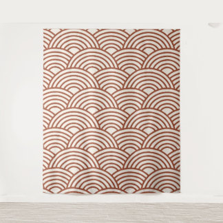 Japanese Seigaiha Wave Rust Terracotta Tapestry