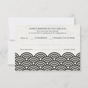 Japanese Seigaiha Waves Elegant Beach Wedding RSVP Card