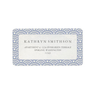 Japanese Seigaiha Waves Elegant Purple + White Label