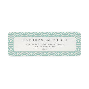 Japanese Seigaiha Waves Elegant Seafoam Green Return Address Label