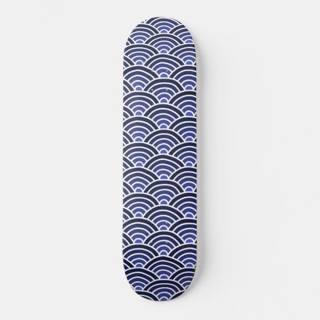 Japanese Seigaiha Waves Pattern Skateboard (Front)
