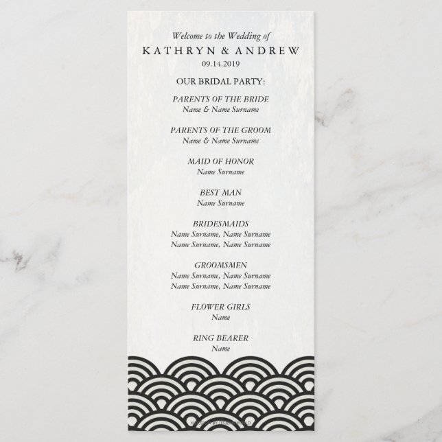 Japanese Seigaiha Waves Program/Order of Service Program (Front)