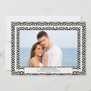 Japanese Seigaiha Waves Save The Date Flat Photo Invitation