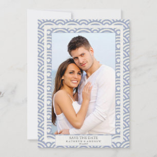 Japanese Seigaiha Wedding Save The Date Flat Photo Invitation