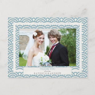 Japanese Seigaiha Wedding Thank You/Custom Photo Postcard