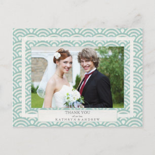 Japanese Seigaiha Wedding Thank You/Custom Photo Postcard