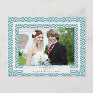 Japanese Seigaiha Wedding Thank You/Custom Photo Postcard