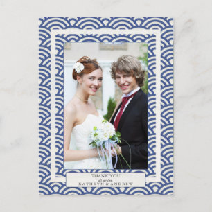 Japanese Seigaiha Wedding Thank You/Custom Photo Postcard