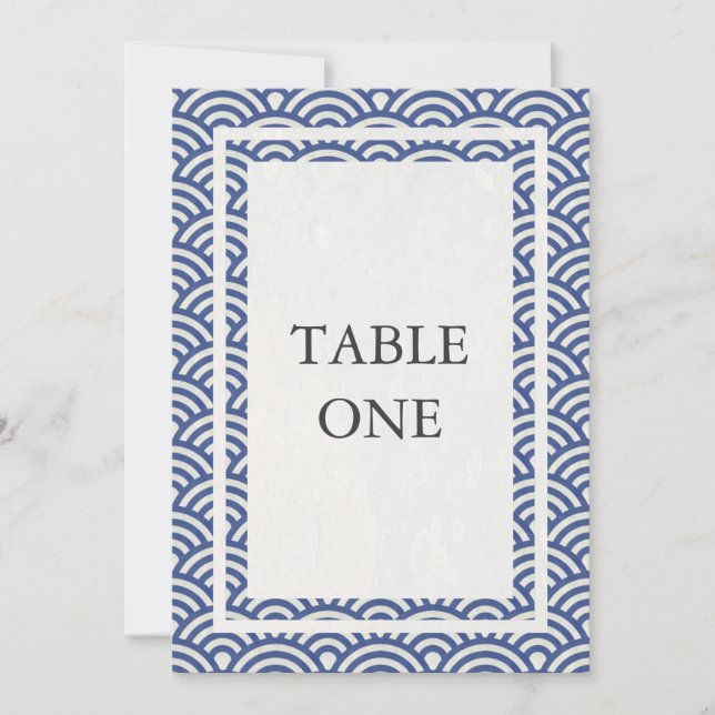 Japanese Seigha Stylised Waves Large Table Number (Front)