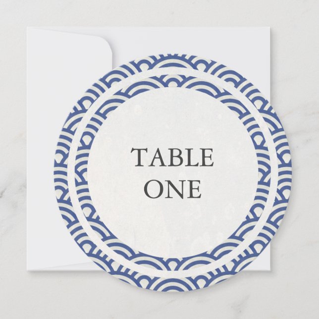Japanese Seigha Stylised Waves Round Table Number (Front)