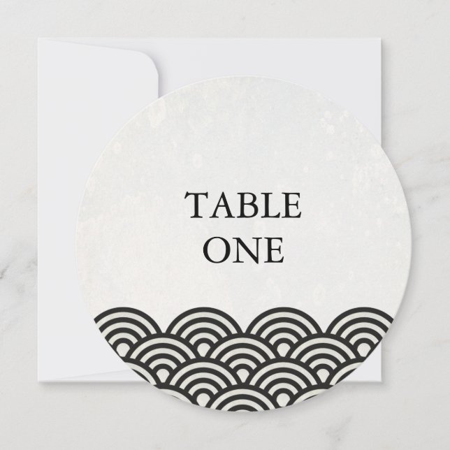 Japanese Seigha Stylised Waves Round Table Number (Front)