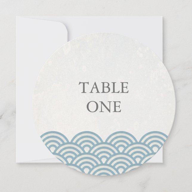 Japanese Seigha Stylised Waves Round Table Number (Front)