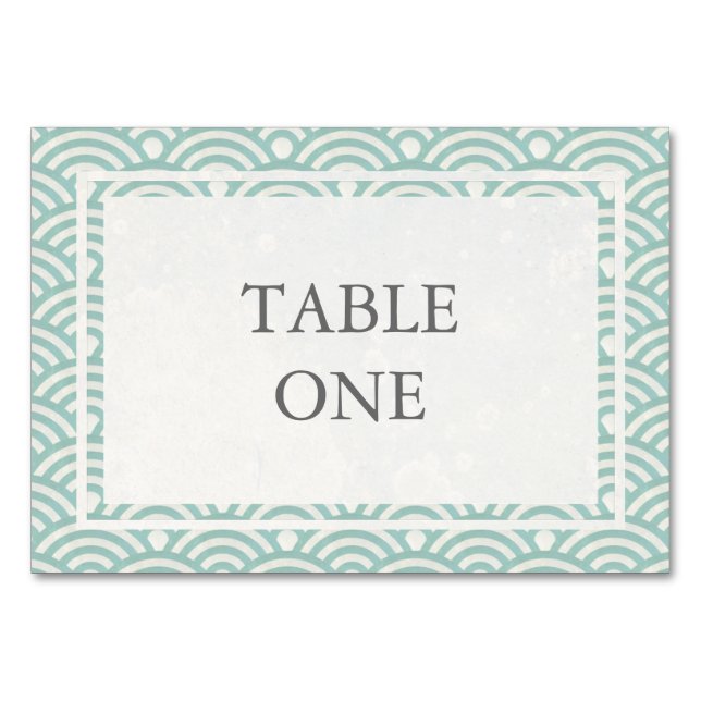 Japanese Seigha Stylised Waves Table Number (Front)