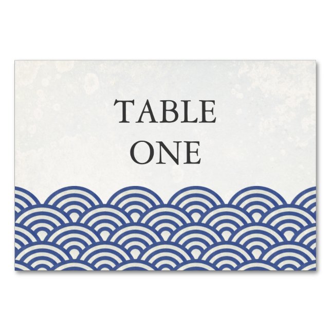 Japanese Seigha Stylised Waves Table Number (Front)