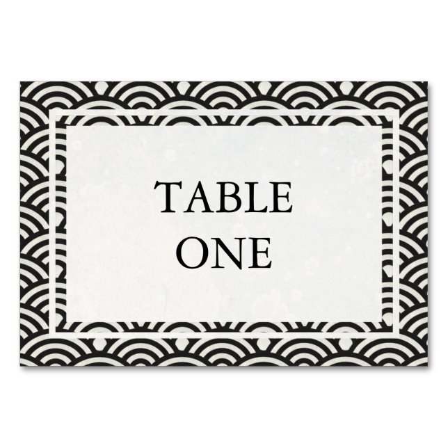 Japanese Seigha Stylised Waves Table Number (Front)