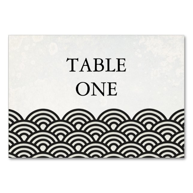 Japanese Seigha Stylised Waves Table Number (Front)