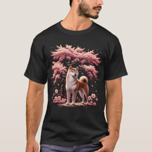 Japanese Shiba Inu Cherry Blossom Flower Trees T-Shirt