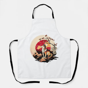 Japanese Shiba Inu Dog Sunset Ukiyo e Style Apron