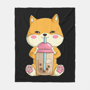Japanese Shiba Inu Women Girls Kawaii Bubble Boba Fleece Blanket