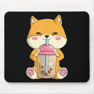 Japanese Shiba Inu Women Girls Kawaii Bubble Boba Mouse Pad