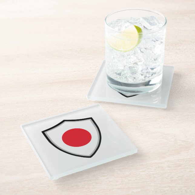 Japanese shield flag glass coaster (Angled)