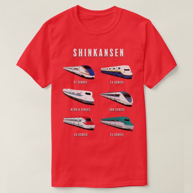 Japanese Shinkansen Bullet Trains Artwork T-Shirt (Design Front)