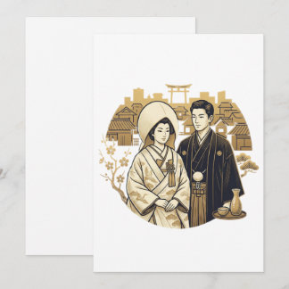 Japanese Shinto Wedding Bride and Groom Invitation