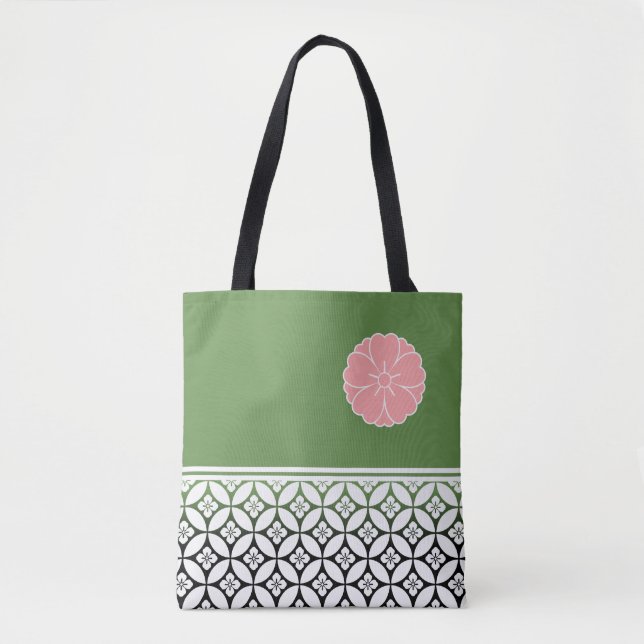 Japanese Shippou and Sakura Crest Tote Bag (Front)