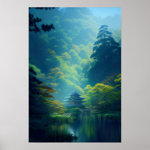 Japanese Shrine in the Heart of the Forest Poster